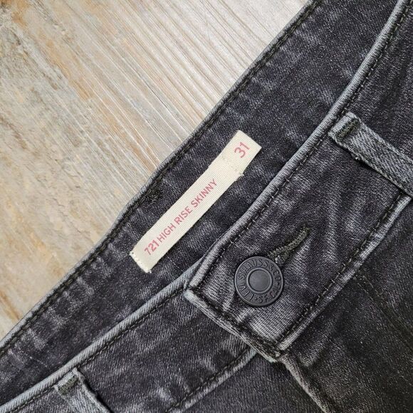 Levi's 721 High Rise Skinny Ankle Jeans Size 31 Womens Black Charcoal Wash - Picture 11 of 13